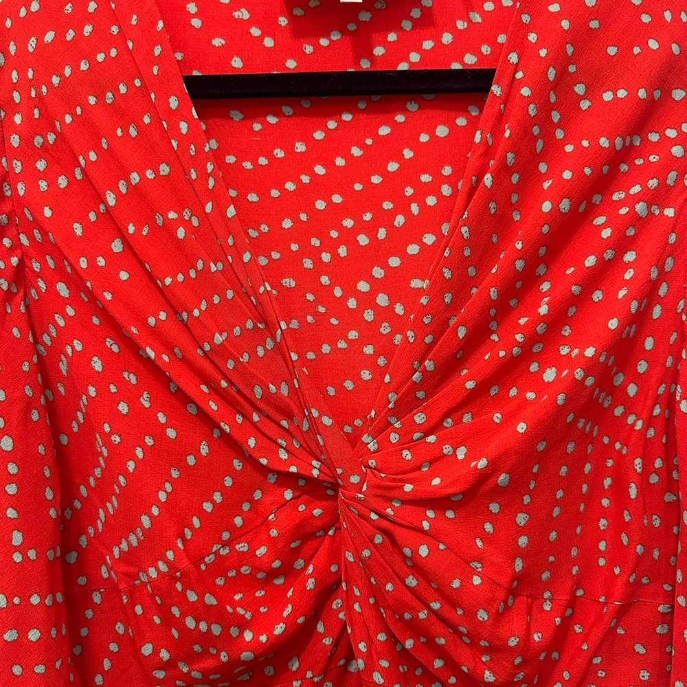 Diane Furstenberg Elegant Red/Turquoise Polka Dot Print Dress Sz 6 - Picture 4 of 8